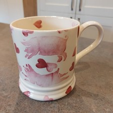 emma bridgewater large mug One Pint Pink Hearts Kissing Pigs  2005 450 mls