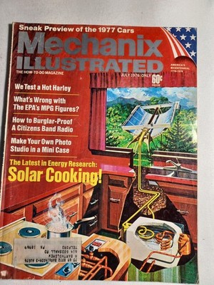 Vintage Mechanix Illustrated Magazine Solar Cooking Hot Harley July 1976 Cars