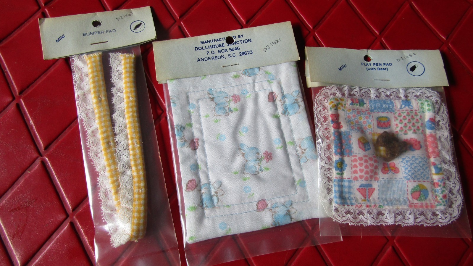 3 PACKAGES Vintage BABY CRIB PLAYPEN SOFT GOODS Doll House M
