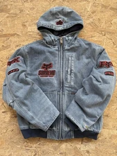 Supreme Fox Racing Hooded Work Jacket FW/25 Blue Denim Size Small  New