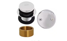 Chrome Tub Drain Kit Universal Tip-Toe Bathtub Stopper 2-Hole Faceplate Trim