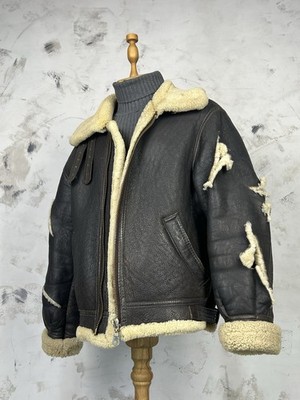 Vintage B-3 Style Shearling Leather Flight Aviator Air Force Jacket Size S - M
