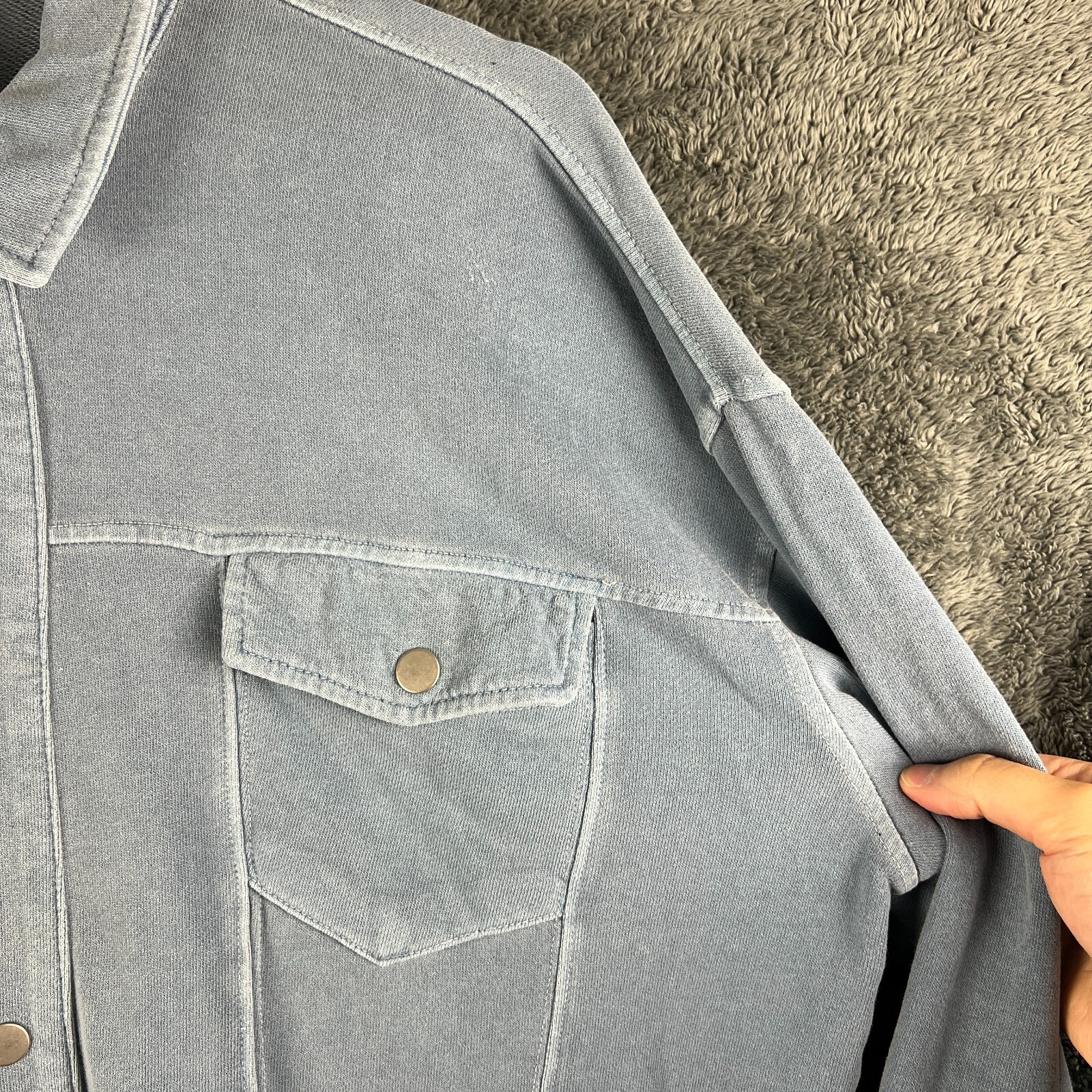 Fabletics Shacket Jacket Womens Medium Blue Snap … - image 5