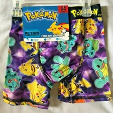 Pikachu Underwear Boys Boxer Briefs Size 4 Pokemon Squirtle NEW Wicking 2 Pack