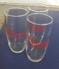 Three Vitamalz German Malt Beverage Glasses - Red ACL Logos