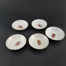 5 Vintage Mid Century Porcelain Chinese Salt Cellar Dip Bowls Reign Mark Floral