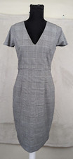 Eliza J sz 4 Dress Sheath black & white print ss stretchy office career 0014