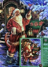 JOLLY SAINT NICK HOLIDAY GLITTER - 500 PIECE PUZZLE - SIZE 15" X 21" COMPLETE