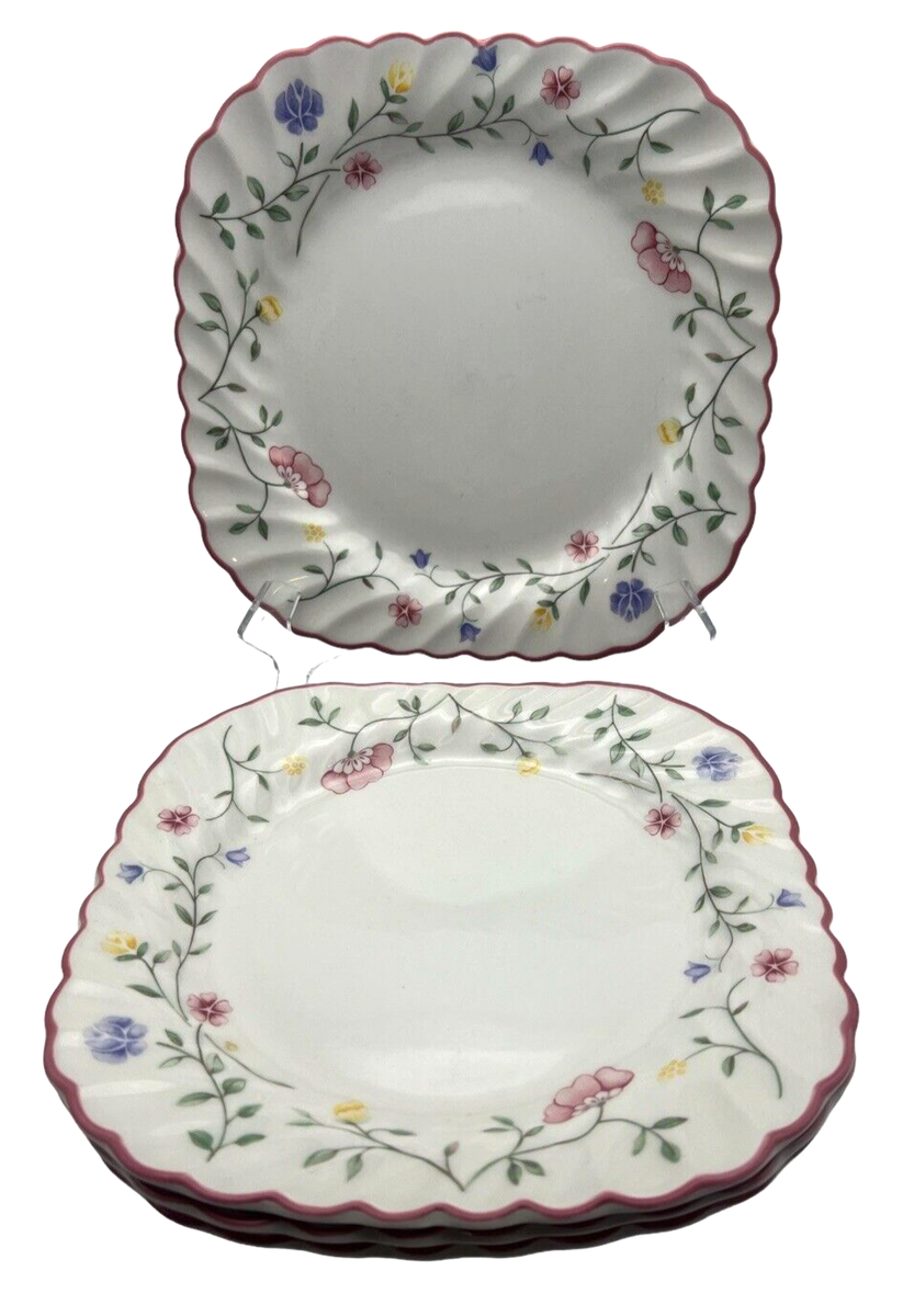 Johnson Brothers Square Salad Plates Summer Chintz England 7 1/2” Set of 4