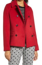 New Halogen X Atlantic-pacific Short Double Breasted Coat - Red - Xs