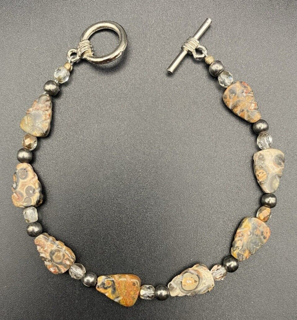 Bumblebee Jasper Bracelet Arrowhead Leaf Silver T… - image 2