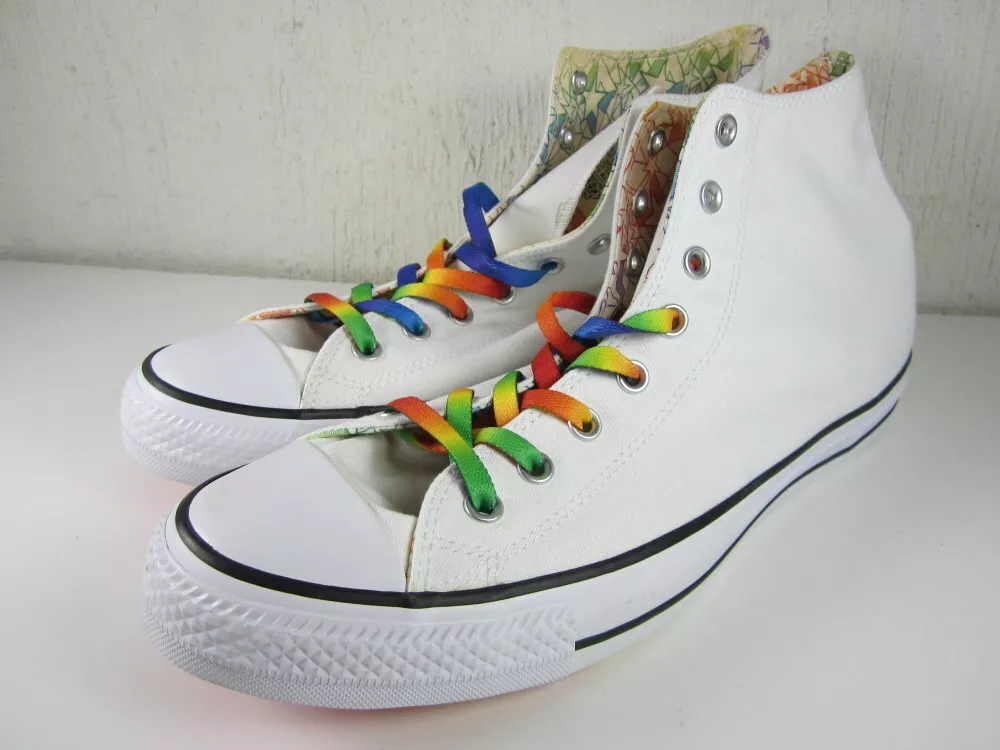 Sneeuwstorm pantoffel kast Converse Pride Chuck Taylor UniSex Hi Top White Rainbow Sole LGBTQ  Men&#039;s 12 | eBay