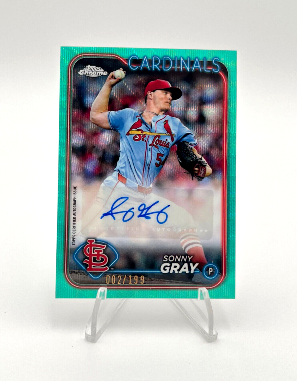 2024 Topps Chrome Update - Sonny Gray - Aqua Auto #2/199- St. Louis Cardinals