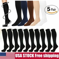 5 Pairs- Copper Compression Socks 20-30mmHg Graduated Support Mens Womens S-XXL