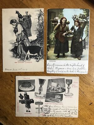 3 Vintage Italian Post cards 1904