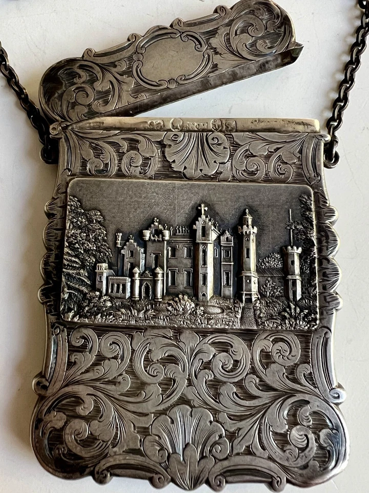 ANTIGUA TARJETERO ESTERLINA DOBLE CARA DE NATHANIEL MILLS BIRMINGHAM 1840s Foto 2 de 4