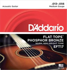 1 Set D'Addario EFT17 Flat Tops Acoustic Guitar Medium 13-56 Phosphor Bronze
