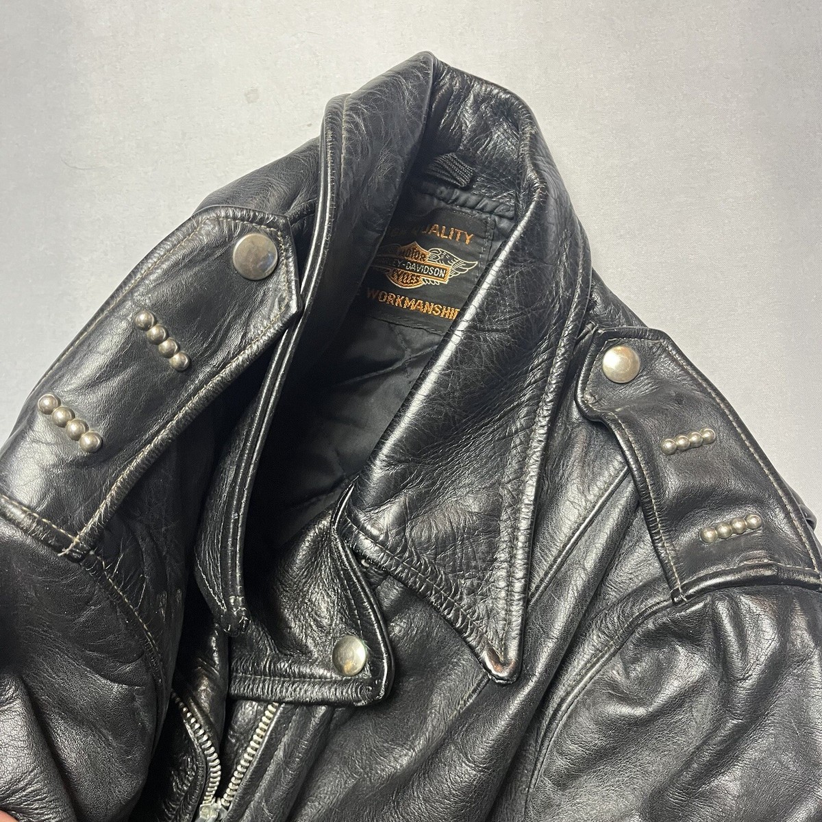 Vintage 50s Harley Davidson Leather Motorcycle Jacket Studded Buco