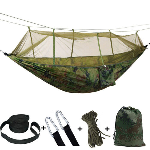 Double Person Camping Hammock With Mosquito Net Outdoor Hanging Swing Bed Travel - Picture 7 of 11