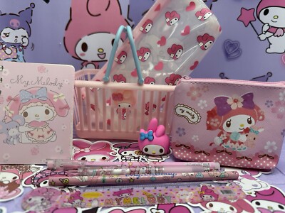 MY MELODY Basket A7 Notizbuch Federmäppchen Geldbörse Schreibwaren Gel Stift Gummi Sanrio