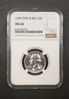 1959 NGC MS 64 Type B Reverse Silver Quarter, 25C Coin, Great Variety Type