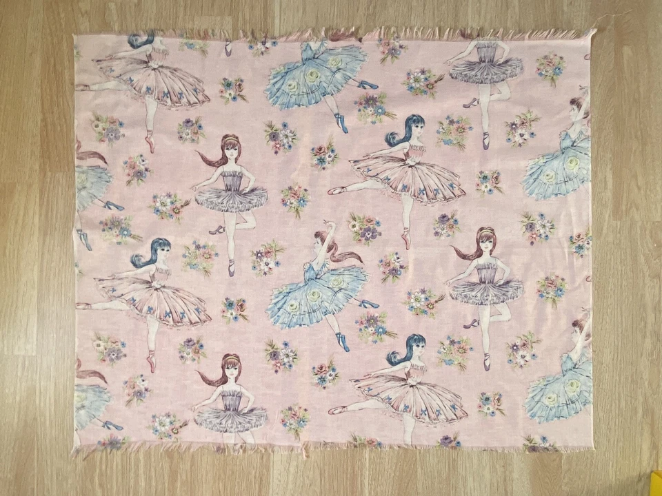 Vintage 1960s Ballerina Ballet Dancer Tutu Pink Cotton Fabric 33" x 43" - Image 3 of 3