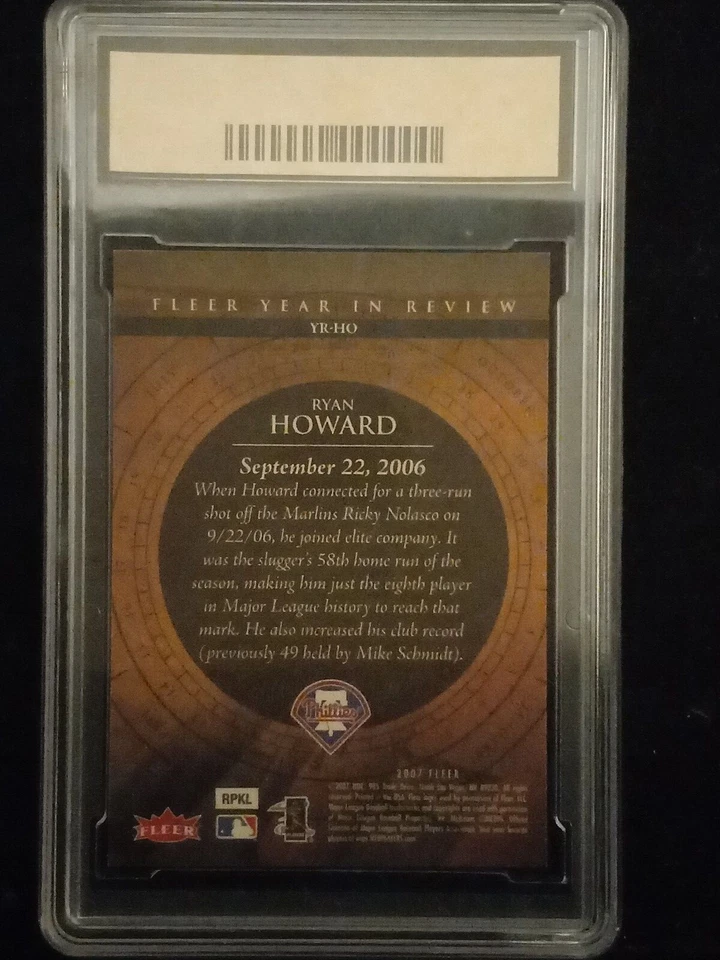 RYAN HOWARD 2007 FLEER YEARS IN REVIEW CARD #YRHO MINT 10 PHILADELPHIA PHILLIES - Image 2 of 2