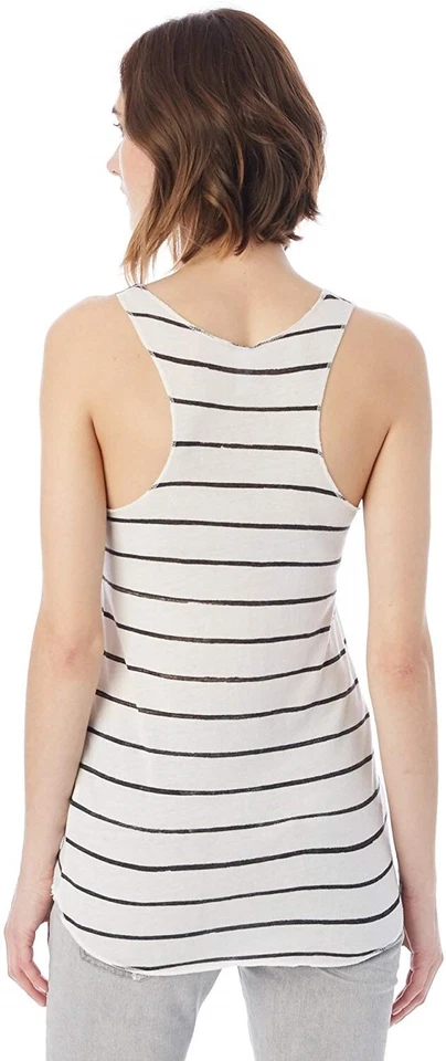 Camiseta sin mangas Alternative 171058 para mujer espalda deportiva a rayas tinta marfil talla X-pequeña Foto 2 de 2