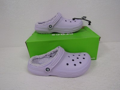 lavender lined crocs size 9