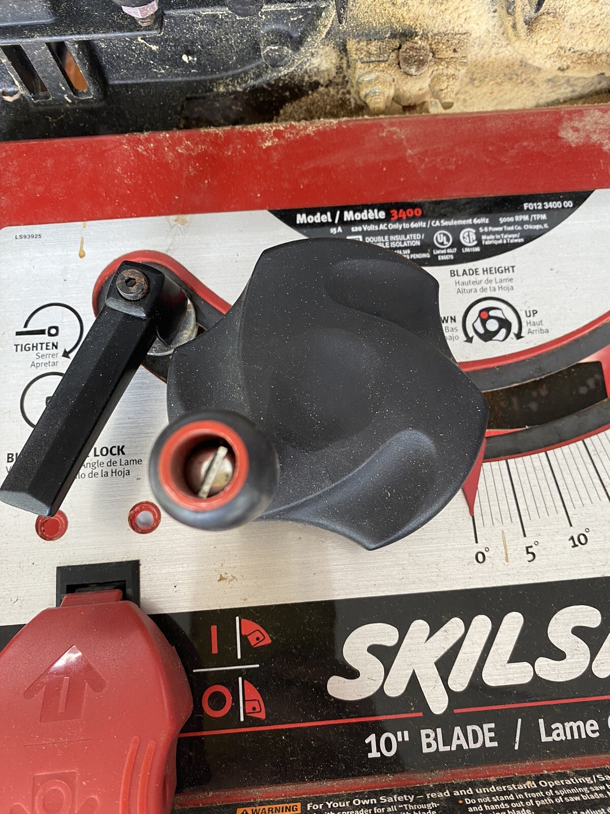 Skil Saw Model 3400 table lock & angle pointer 10” Benchtop Motorized