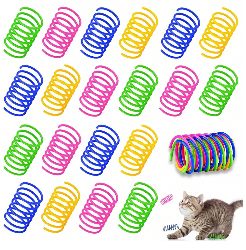 40 PCS Colorful Cat Spring Toys for Interactive Play Fun - Plastic Coils - NEW