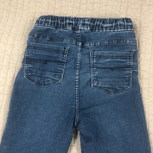 Steves Jeans Youth Boy Large 14 Blue Knit Denim Stretch Slim Fit Tie Waist - Picture 17 of 19