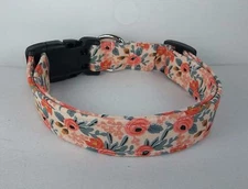 Rosa Peach Les fleurs Terri's Dog Collar hand made adjustable Rifle Paper Co 