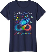Autism Awareness I Wear Blue For Autistic Awareness Ladies' Crewneck T-Shirt