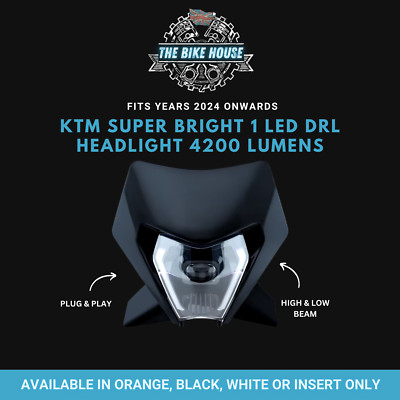 KTM 2024 + #2 LED DRL Noir Phare Super Brillant 4200 Lumens Tpi Sauf Léger