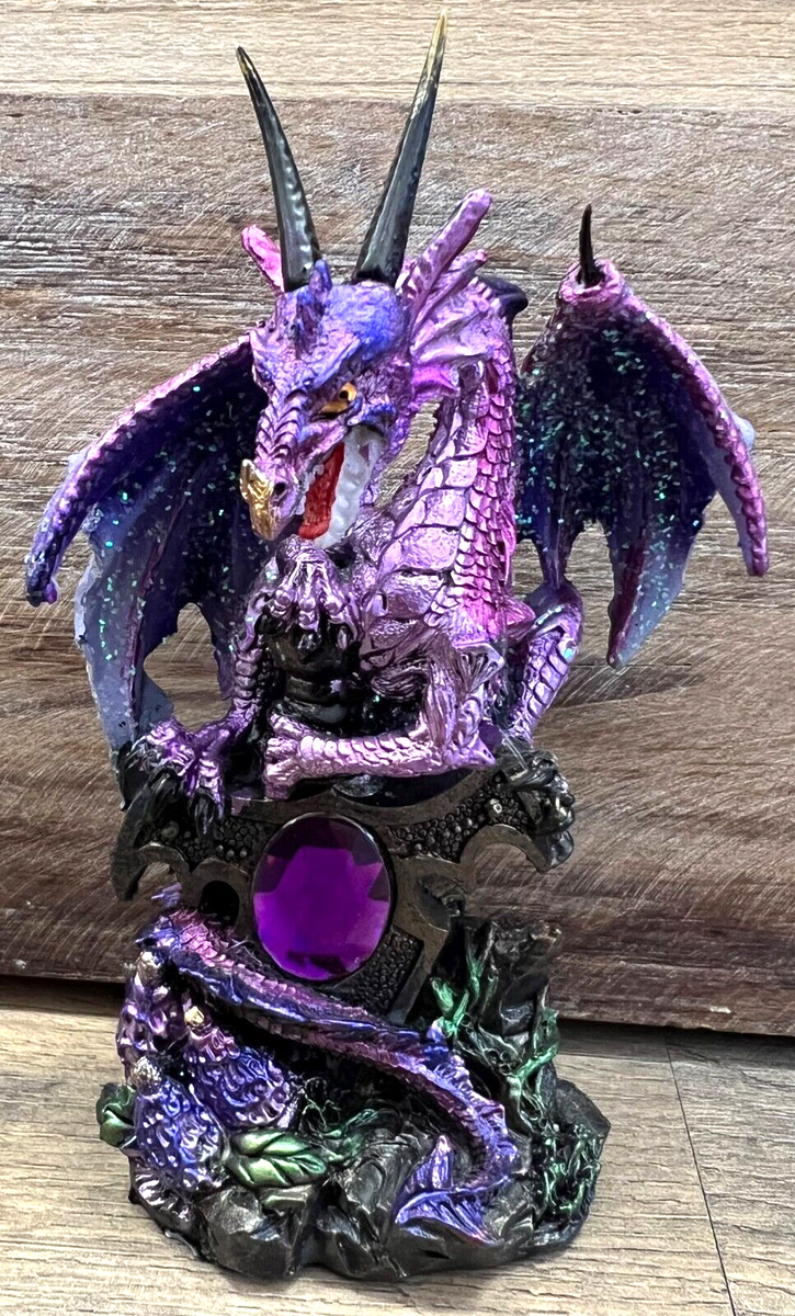 Dragon Purple On Treasure, Resin Statue 3.5