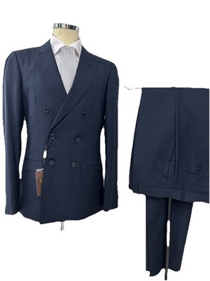 HERREN KLEID DOPPELBRUST BLAU GR 46 48 50 52 54 56 58 60 FRISCHE WOLLE MADE IN ITALY