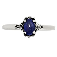 Natural Lapis Lazuli - Afghanistan 925 Sterling Silver Ring s.8 Jewelry R-1721