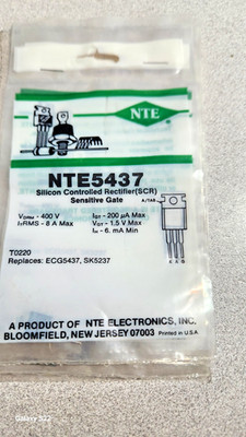 NTE5437 SCR 400V 8A TO-220 SENSITIVE GATE USED IN VARIOUS APPLICATIONS