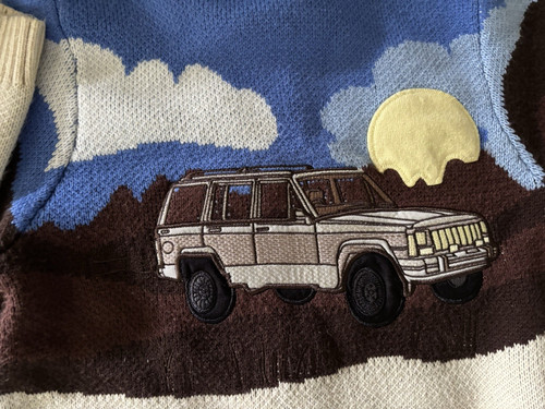 House of Sunny On The Road Again Cardigan knit fabric with embroidered details