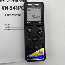 Olympus Digital Voice Recorder VN-541PC Black With Manual Tested And Works