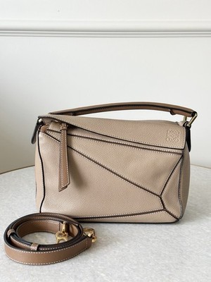 LOEWE Puzzle Bag Small 2 Tone  Beige/Tan Grained Calfskin-EXCELLENT CONDITION