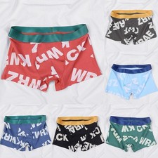 Low Rise Printed Cotton Boxer Briefs for Mens Breathable Underwear Pouch