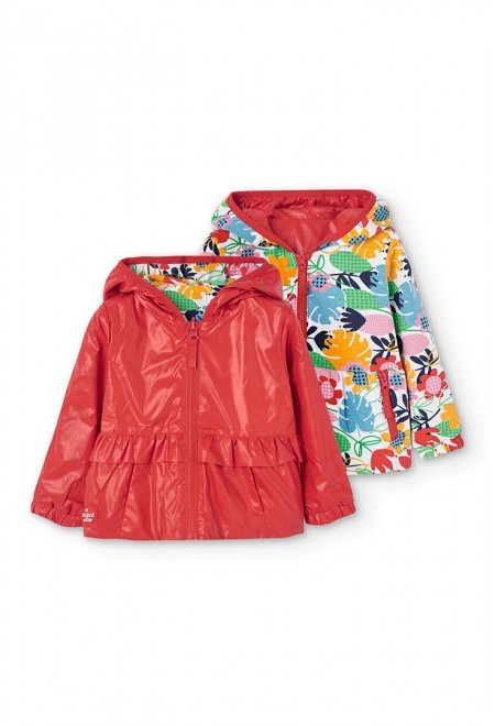 Coupe-vent imperméable réversible Boboli rouge filles - Taille 18 mois