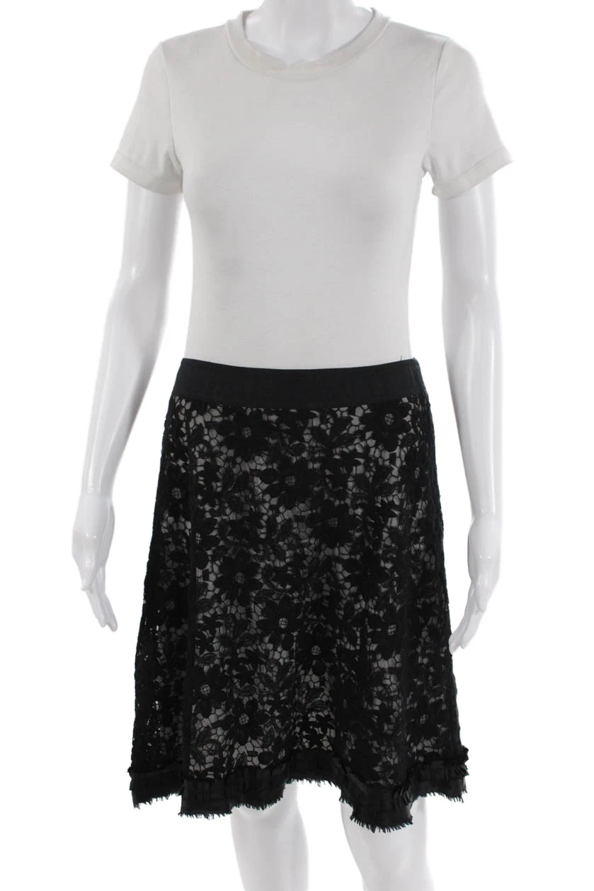 Cynthia Cynthia Steffe Womens Cotton Floral Lace A-Line Short Skirt Black Size 8