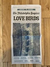 Philadelphia Inquirer "LOVE BIRDS" Feb 15 Eagles Parade Super bowl LIX Newspaper