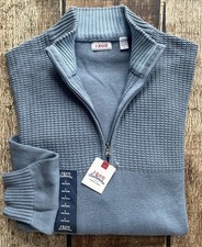 IZOD SALTWATER 1/4 ZIP PULLOVER SWEATER BLUE MENS LARGE NEW WITH TAGS