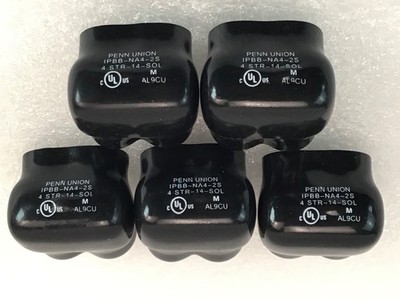 5 PENN UNION IPBB-NA4-2S ALUMINUM BLACK PRE-INSULATE POWER BAR 4 STR-14-SOL 2 P