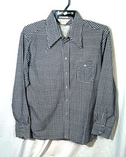 VTG 70'S Capri David Langman Poly Button Down Shirt Houndstooth NOS Deadstock XL