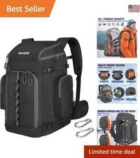 Ski Boot Bag, 65L Durable Travel Backpack, 1680D Nylon Waterproof Snowboard B...